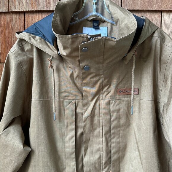 Like New Columbia Tan Horizons Pine Hooded Zip Front Shell in Men's Large - Picture 4 of 14